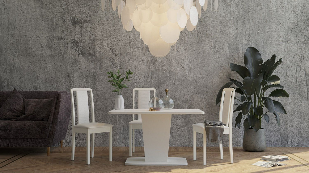 Стол кухонный обеденный раздвижной Белый Шагрень/Антрацит, Киото, 120х75х75 см