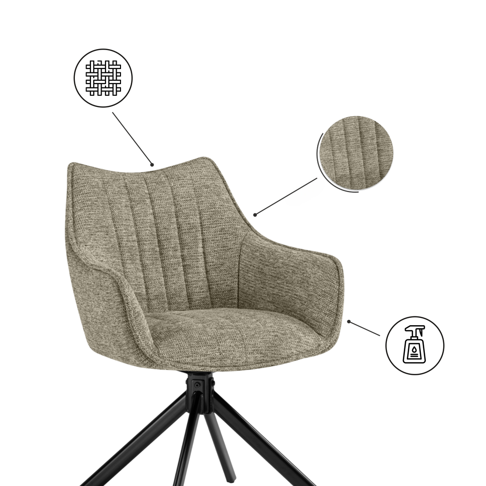 Стул на металлокаркасе Woodville Denever beige, black, ножки черные