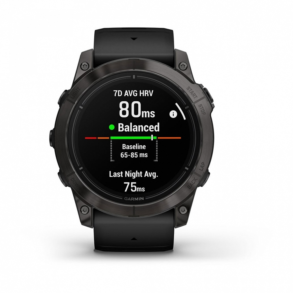 Смарт часы Garmin Epix Pro (Gen 2) Sapphire Edition 51 мм, титановый угольно-серый, DLC, черный силиконовый ремешок
