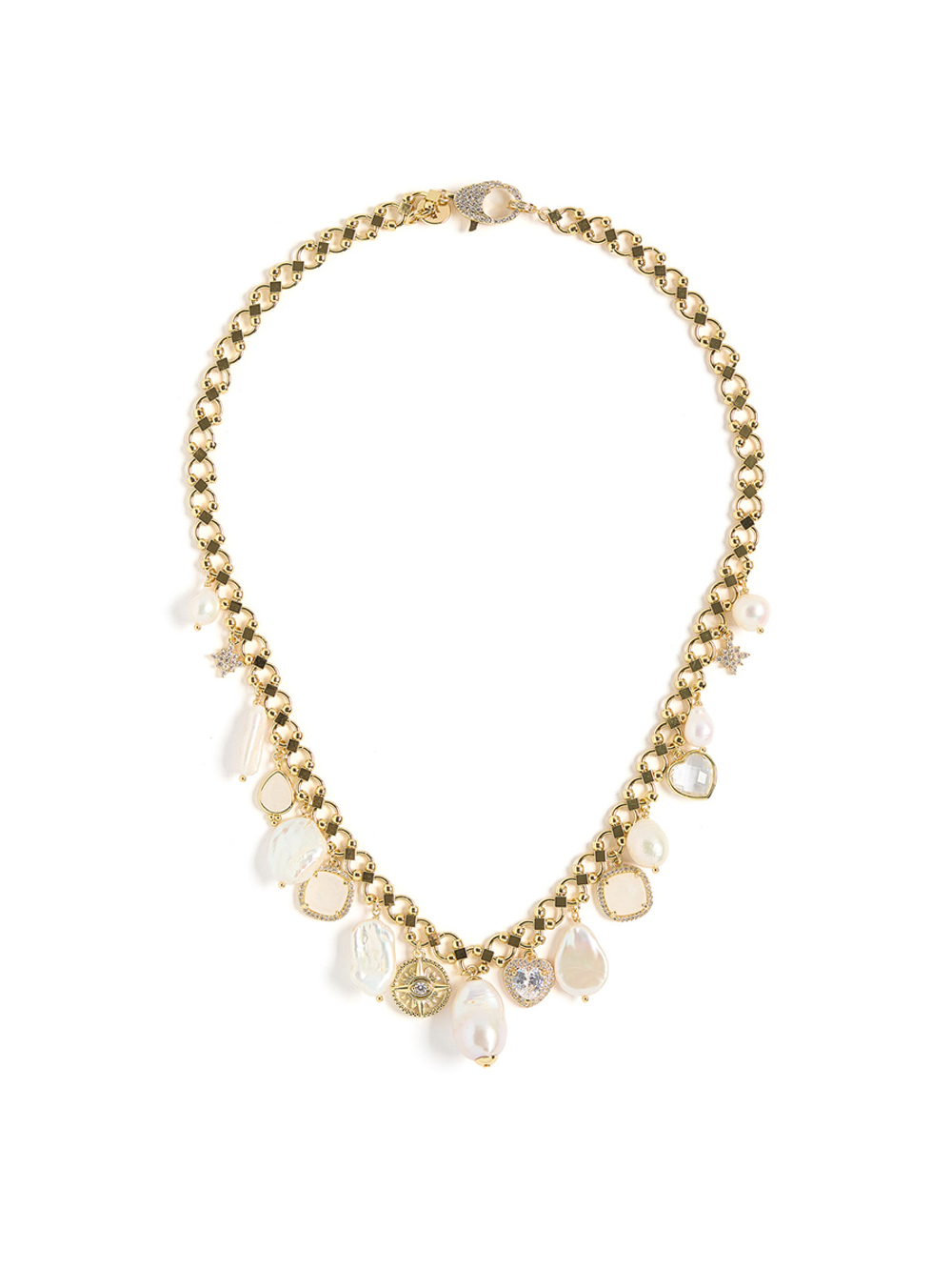 Колье "Pearl stone pink" Gold