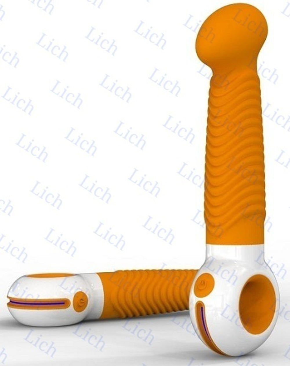 Оранжево-белый вибратор O-zone с ребристой поверхностью