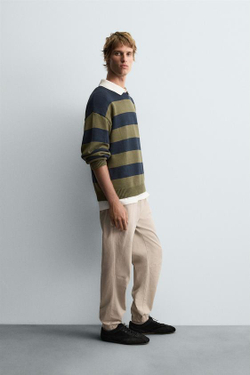 ZARA ЗАУЖЕННЫЕ БРЮКИ-ДЖОГГЕРЫ, КАМЕННО-СЕРЫЙ