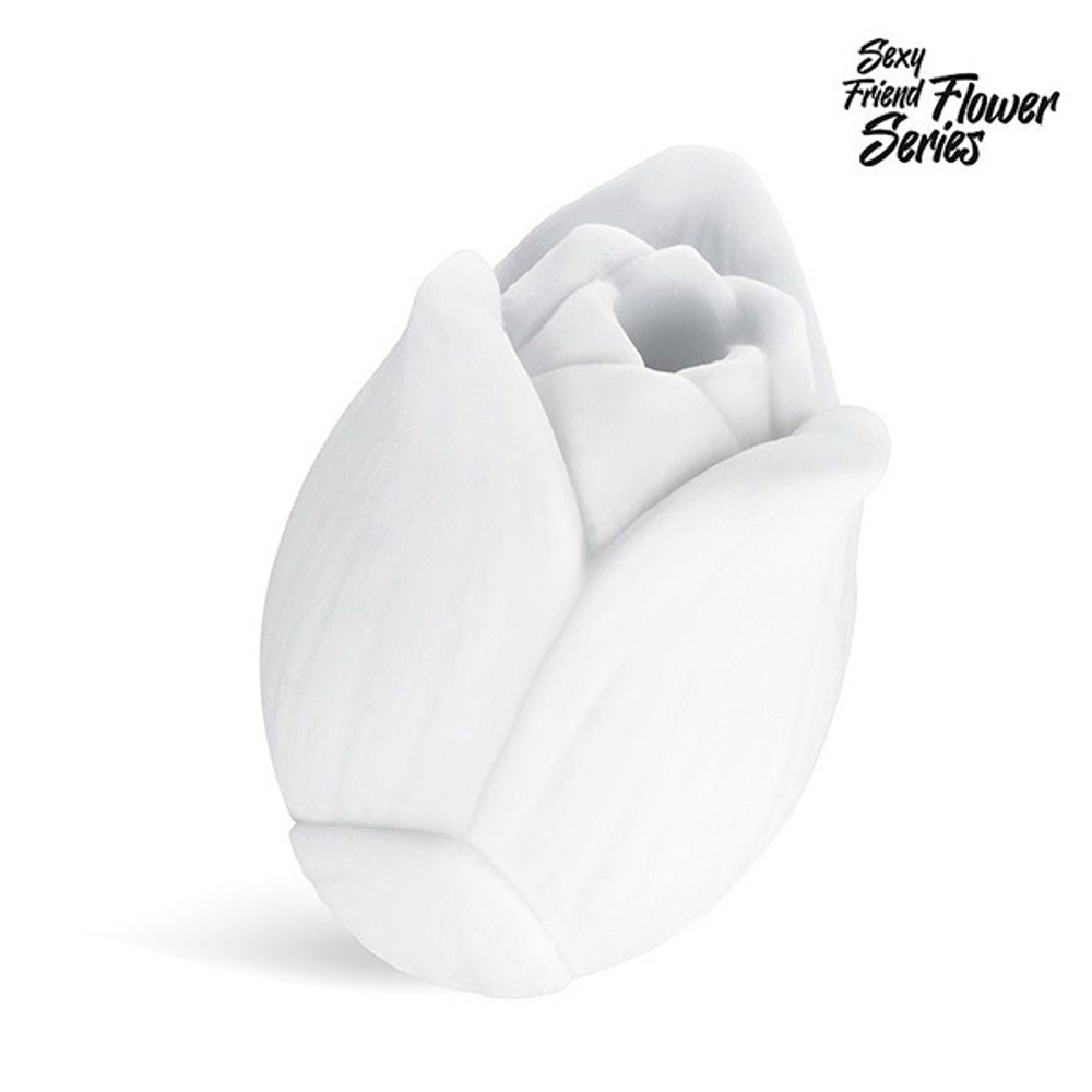 Белый нереалистичный мастурбатор в форме бутона цветка Bior Toys Sexy Friend Flower Lotus SF-70283