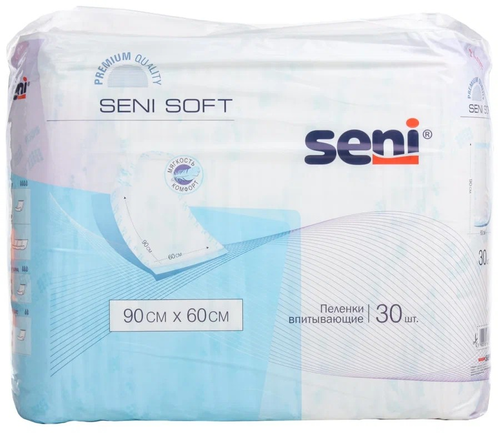 Seni Soft пелёнки гигиенические впитывающие, 90 × 60 см, 30 шт