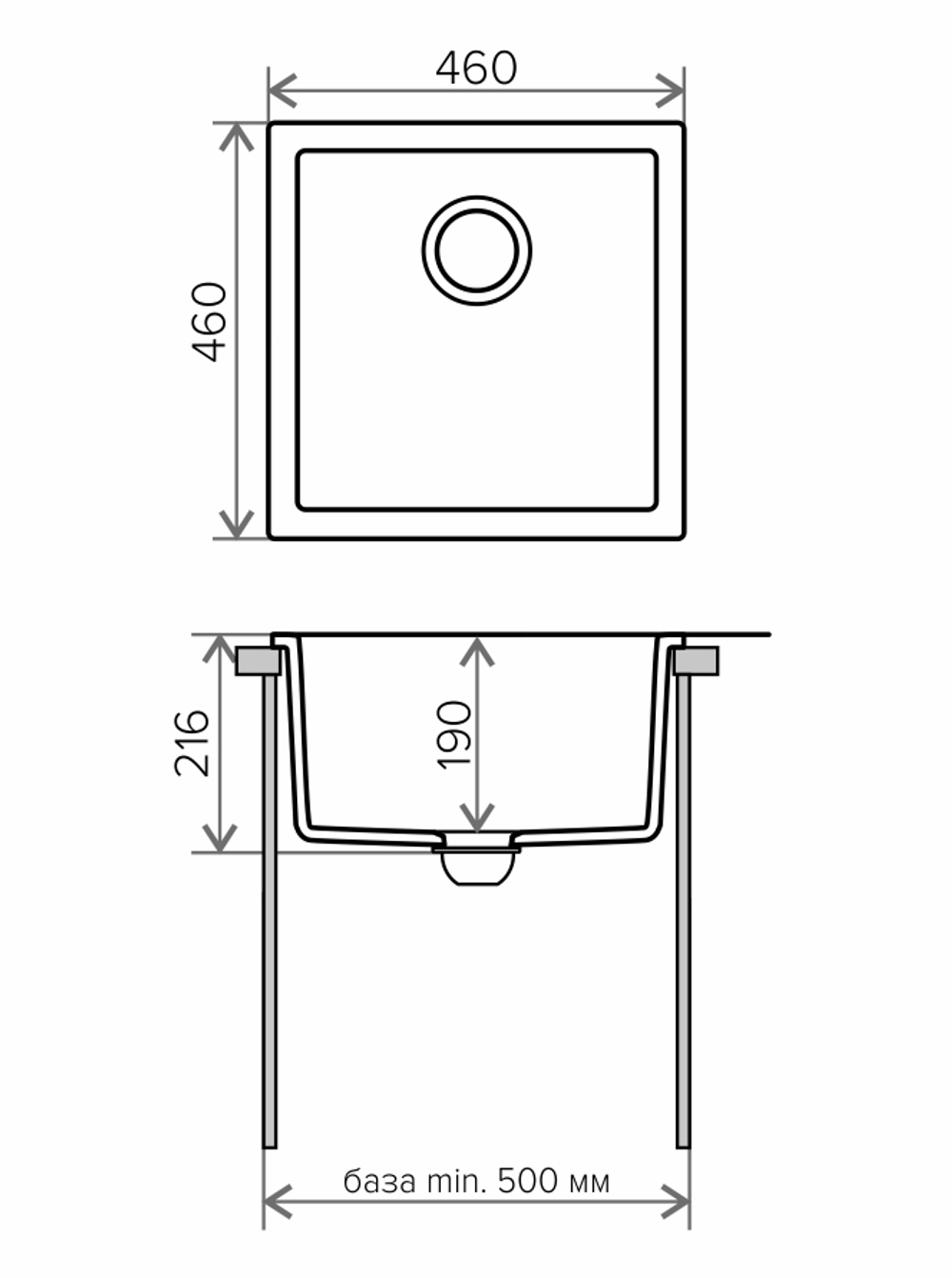 Кухонная мойка Tolero R-128 460x460мм Темно-бежевый №823