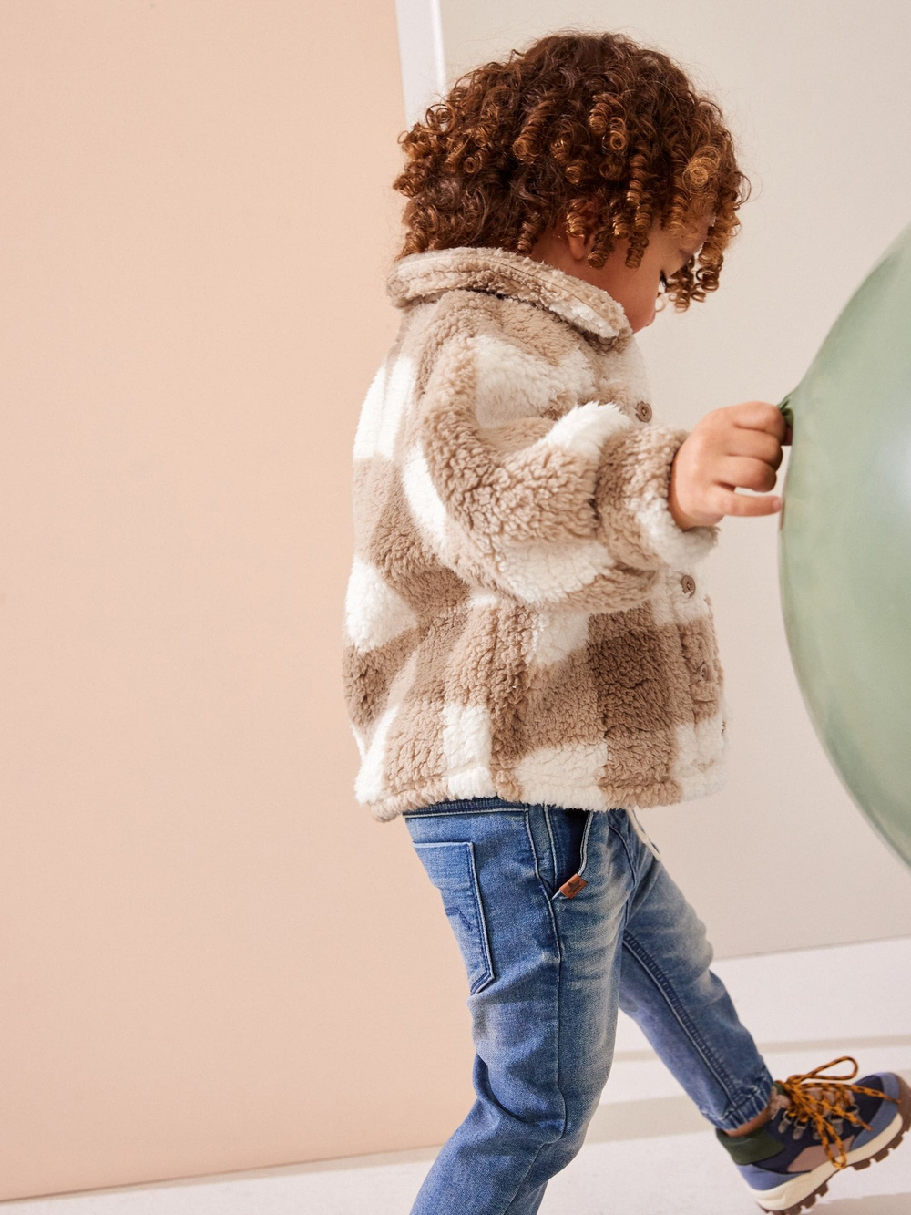 Куртка флисовая для мальчика Next K83-421, Коричневый, Молочный