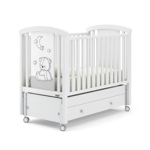 Детская кроватка с продольным маятником Erbesi Stella White