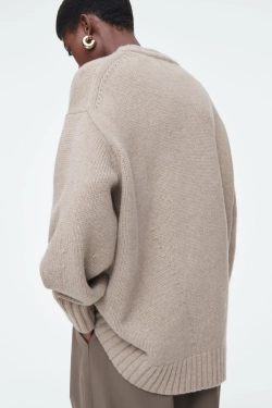 COS КАШЕМИРОВЫЙ СВИТЕР ГРУБОЙ ВЯЗКИ, БЕЖЕВЫЙ