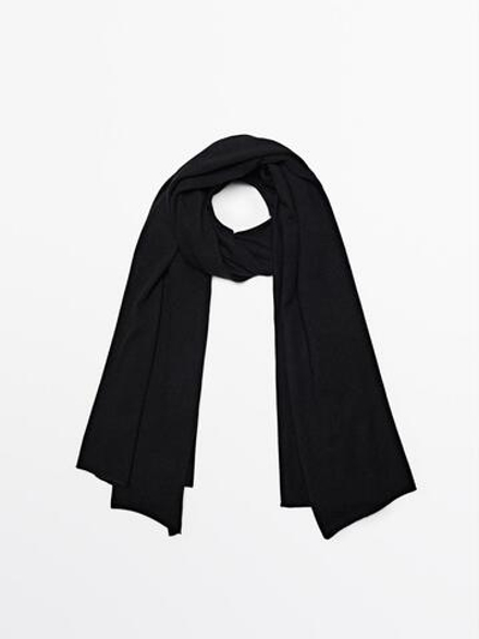 Massimo Dutti Шарф из 100% кашемира, черный