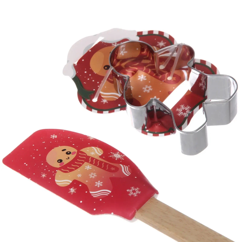 Лопатка силиконовая в наборе с формочкой «Пряничный человек» 29,5*5,5см