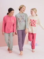 Пижама для девочки Next Q96-878, 3 шт., Розовый, Серый, Молочный