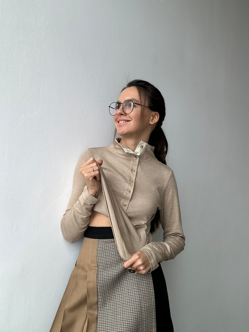 Шелковый лонг со стойкой