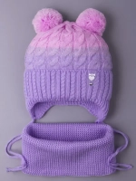 Шапка для девочки осенняя вязаная и снуд