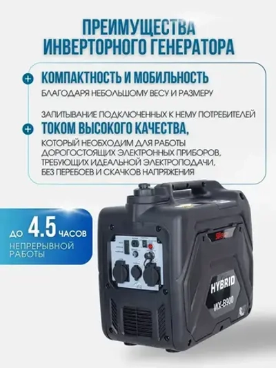 Инверторный электрогенератор бензиновый SUPER GEN WX-B900, 4кВт