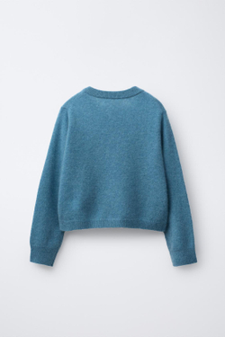 ZARA КАРДИГАН ИЗ 100% КАШЕМИРА, ЛИНЯЛЫЙ СИНИЙ