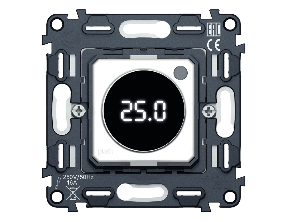 VM1385 Механизм терморегулятора с цифровым дисплеем с подсветкой и датчиком для теплого пола 16A-250V QUANT (EXTRA CONTROL)