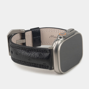 Ремешок для Apple Watch Ultra 49mm из кожи страуса, черного цвета