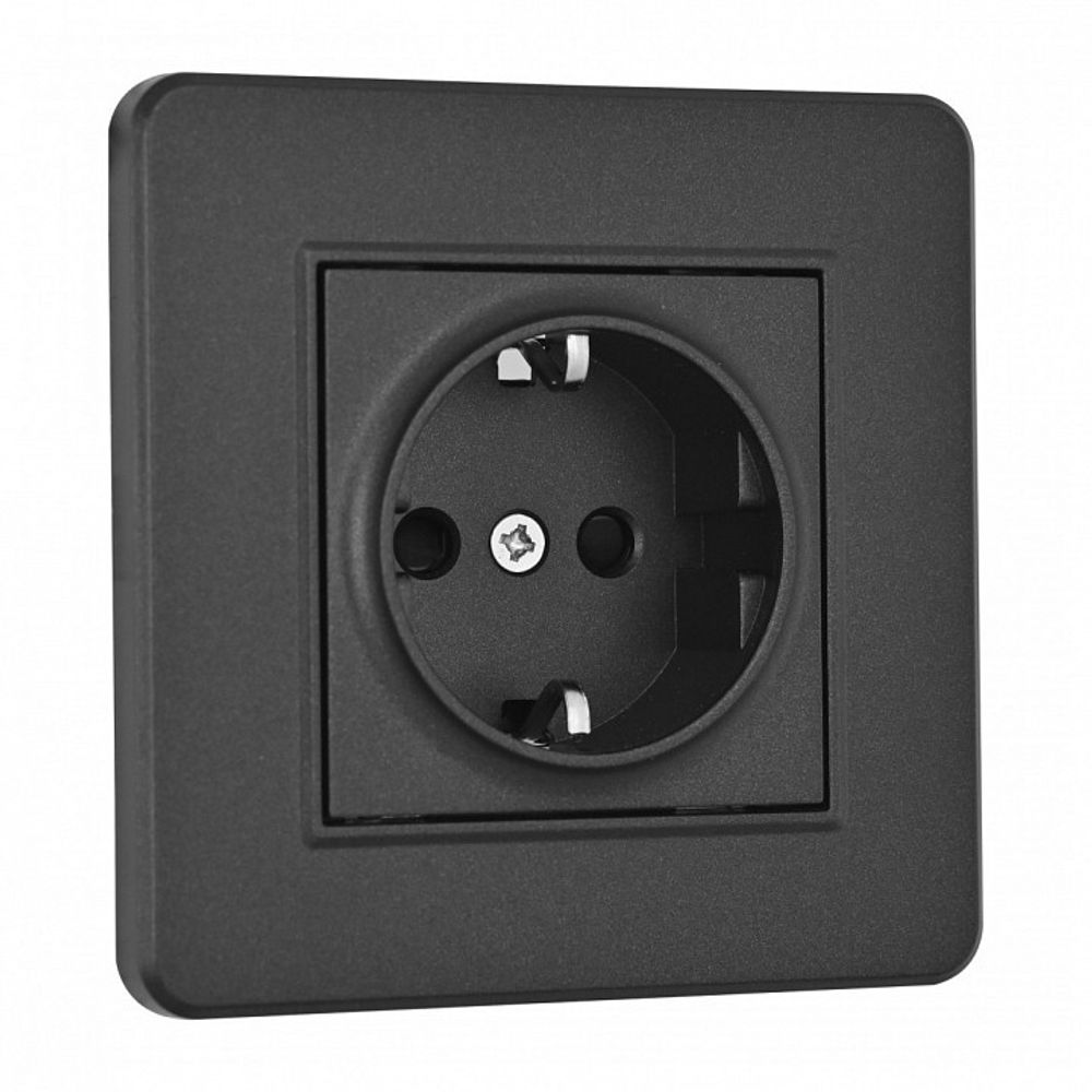 Розетка с заземлением и со шторкой Arte Milano SET16-1 SET16-1-40-1 black