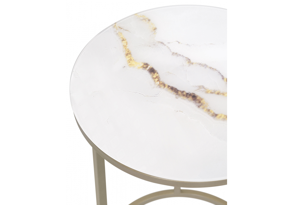 Журнальный стол Woodville Иберис круглый белый, золото