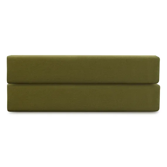 Простыня на резинке из премиального сатина оливкового цвета из коллекции essential, 160х200х30 см