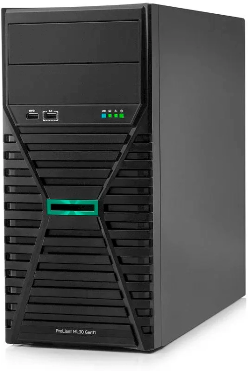 Сервер HPE/ML30 Gen11/1/Xeon/E-2436 (6C/12T 18Mb)/2,9 GHz/16 Gb/Intel VROC/0,1,5,10/8SFF BC/4x1GbE/No ODD/1 x 800W Titanium