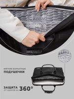 Сумка для ноутбука 15,6" и 17" с ремнем на плечо c функциональным дополнительным отделением (Черный)