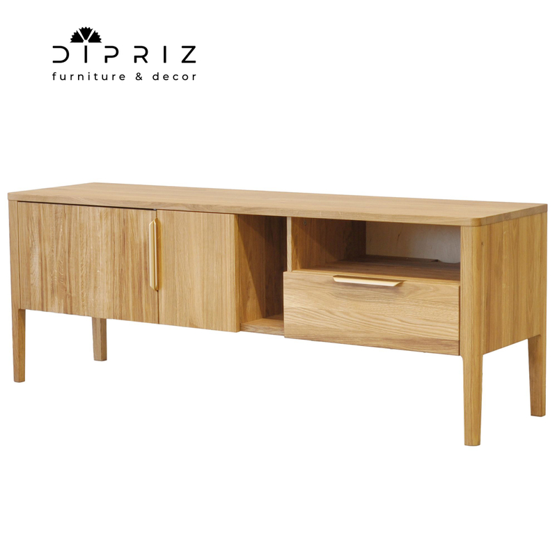 Тумба под телевизор, 150х40х55, Rosenburg, напольная, с ящиком, из массива дуба, MAKOSA