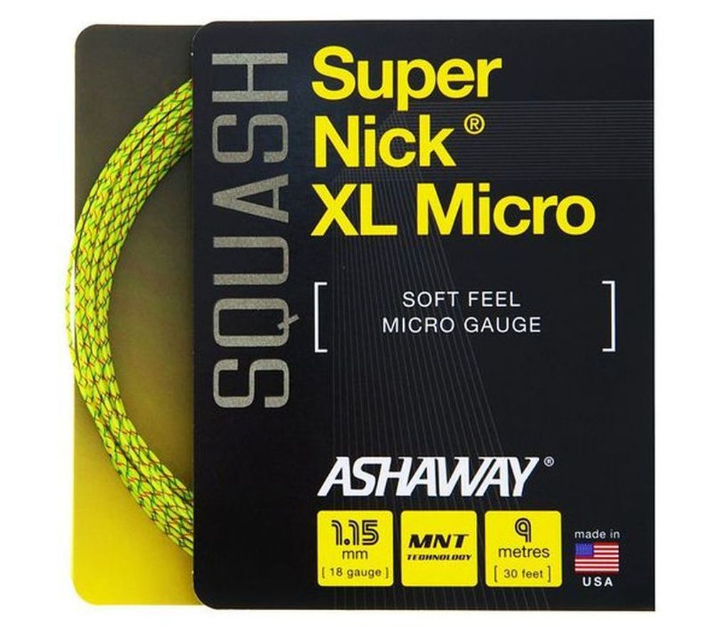 Струнгы для сквоша Ashaway SuperNick XL Micro 18 (9 m) - yellow