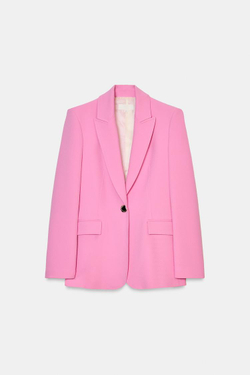 ZARA ПРИТАЛЕННЫЙ БЛЕЙЗЕР С ПОДПЛЕЧНИКАМИ, РОЗОВЫЙ