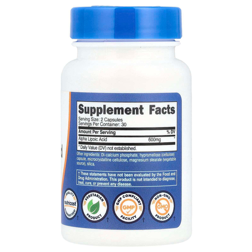 Nutricost, Альфа-липоевая кислота, 60 капсул (300 мг на порцию)
