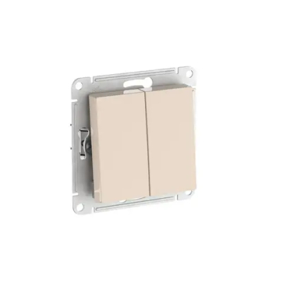 ATLASDESIGN 2-клавишный ПЕРЕКЛЮЧАТЕЛЬ, сх.6+6, 10АХ, мех., быстрозажим. клем., БЕЖЕВЫЙ