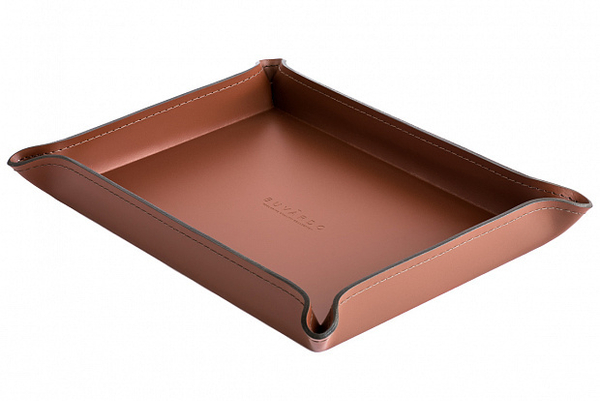 Лоток А4 фигурный из кожи цвет каштан