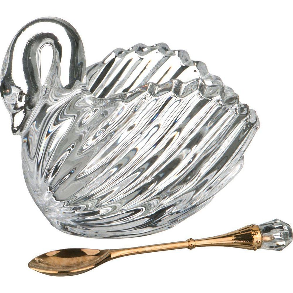 ИКОРНИЦА С ЛОЖКОЙ "ЛЕБЕДЬ" 110 МЛ. 11*6 СМ. ВЫСОТА=9,5 СМ. КОЛЛЕКЦИЯ "MUZA" (КОР=24ШТ.)