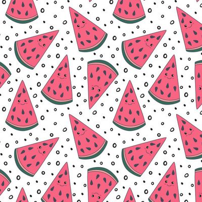 Милый узор с кусочками арбуза в дудл стиле