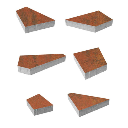 Тротуарная плитка ОРИГАМИ - Листопад гладкий Арабская ночь, комплект из 6 видов плит