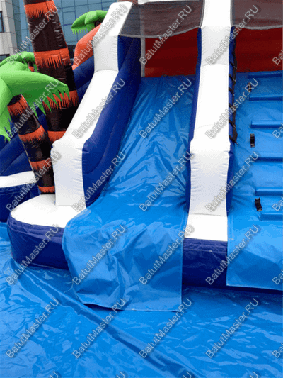 Коммерческий надувной водный батут с бассейном «Домик у моря» 10*7*5 м