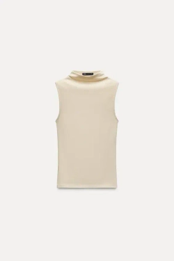 ZARA ТОП ИЗ ХЛОПКА МОДАЛА, ЭКРЮ