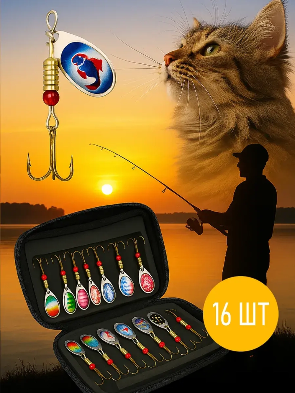 Блесна на щуку, подарочный набор, 16 штук