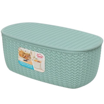 Хлебница пластик, 33.5х14х19 см, с разд.доск, фисташ, Idea, Вязание, М 1187