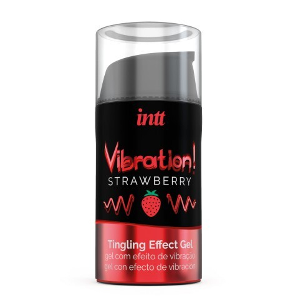 INTT Strawberry - Жидкий интимный гель с эффектом вибрации, 15 мл