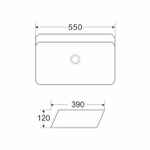 Раковина накладная на столешницу WAVE City 550*390*120 ш*г*в без перелива,белый,прямоуг