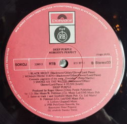 Винтажная виниловая пластинка LP Deep Purple Nobodys Perfect (Югославия 1988)
