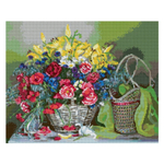 Алмазная мозаика 40*50см полн.заполн. "Корзина с цветами" (Lori)