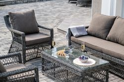 "Гранд Латте" лаунж-зона из искусственного ротанга, цвет графит