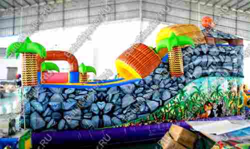 Надувной батут "В гостях у зебры" размер 7*7*4 м