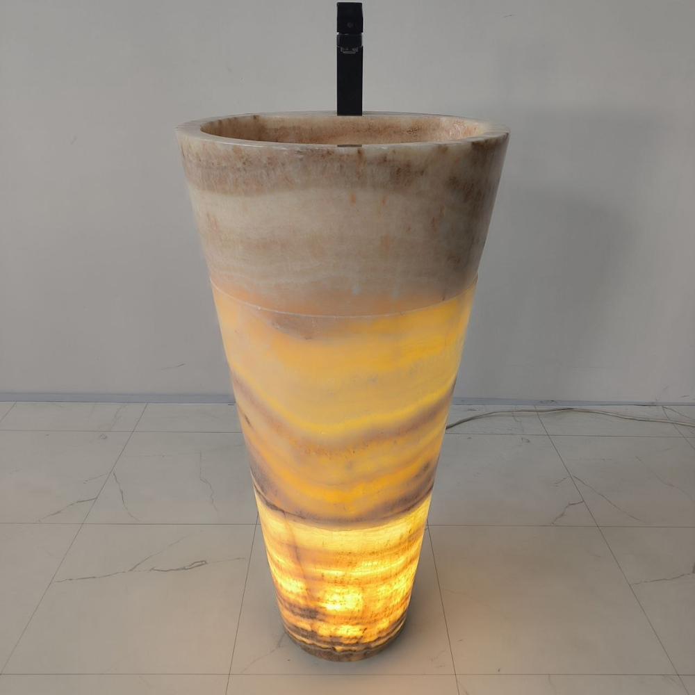 Раковина напольная из оникса Yellow ON-04203 (45*45*90 см)