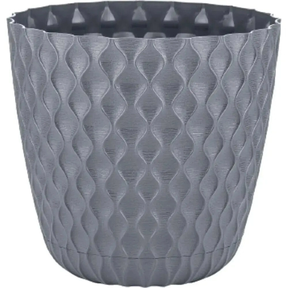 Горшок для цветов InGreen Wave с дренажной сеткой и съемным поддоном 1,4л,D145мм вулканиче