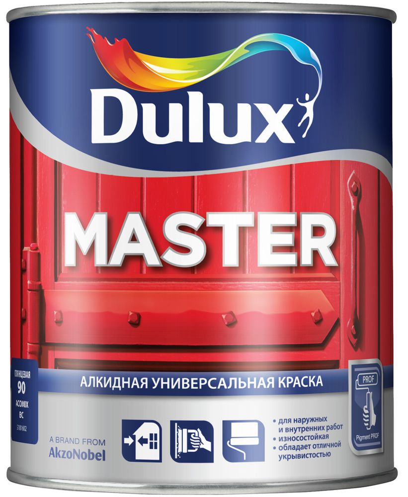 Краска универсальная алкидная Dulux Master М30 полуматовая база BW 1 л.