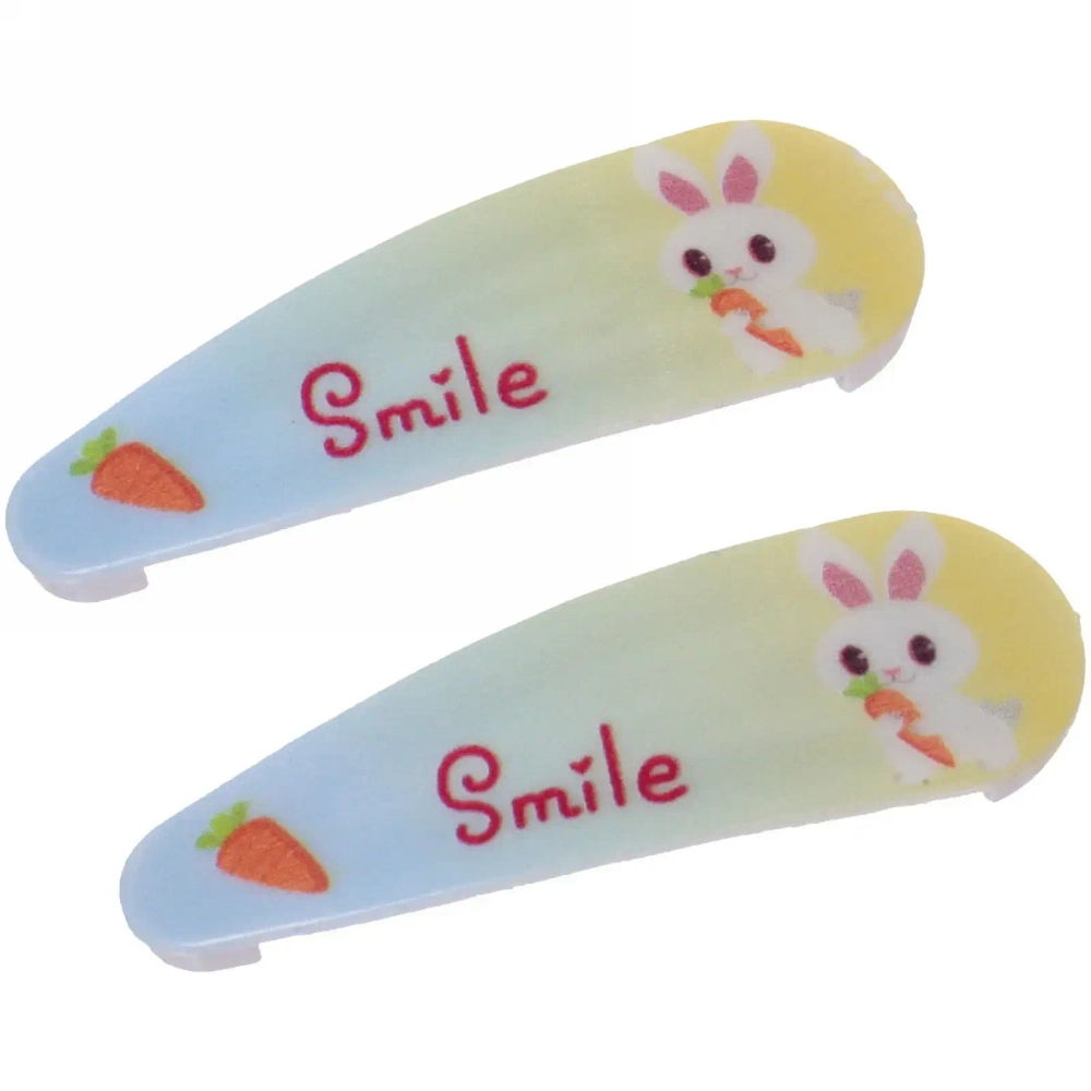 Зажимы для волос детские 2шт «Happy smile», зайка, микс 6 цветов, 5,5*1,5см