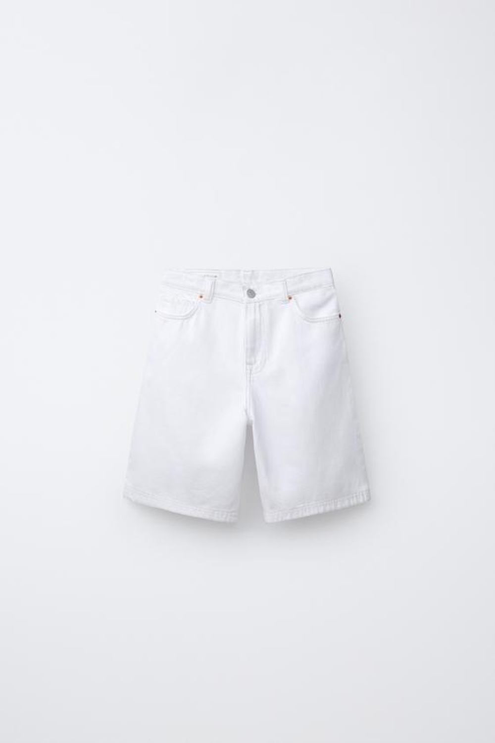 ZARA ДЖИНСОВЫЕ ШОРТЫ RELAXED BAGGY, ЖЕЛТОВАТО-БЕЛЫЙ